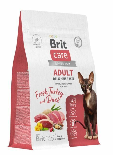 Brit CARE Cat Adult Delicious Taste сухой корм д/взрослых кошек Индейка/Утка, 400г