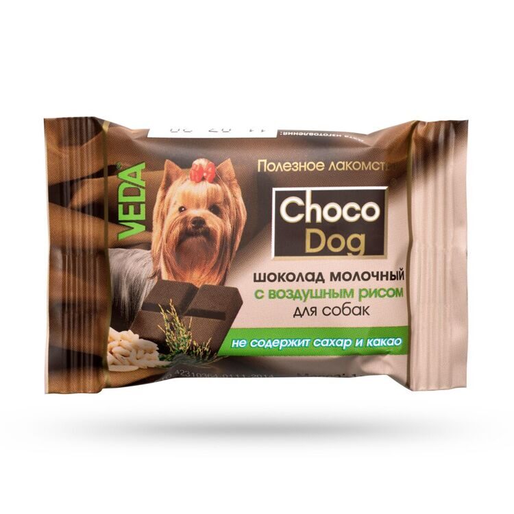 Veda Choco Dog Шоколад молочный с воздушным рисом лакомство для собак 15 г