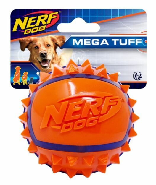 Nerf мяч из термопластичной резины с шипами сине-оранжевый 9см 53968