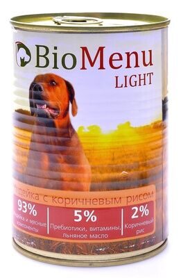 BioMenu LIGHT Индейка/Коричневый рис консервы для собак 410 г