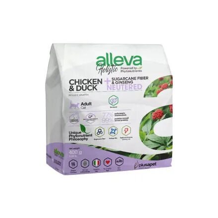 Alleva Холистик сухой корм для стерилизованных кошек курица/утка 400гр