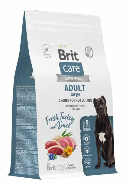 Brit CARE с индейкой и уткой "Dog Adult Large Chondroprotectors сухой корм для собак крупных пород Индейка, 3кг